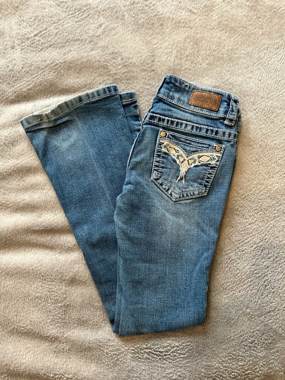 Shyanne Blue Embroidered Pocket Kids Jeans
